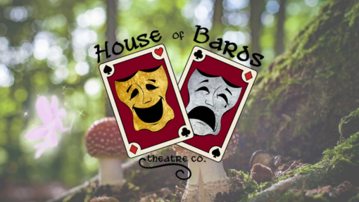 House of Bards Theatre Co logo over an image of a forest floor