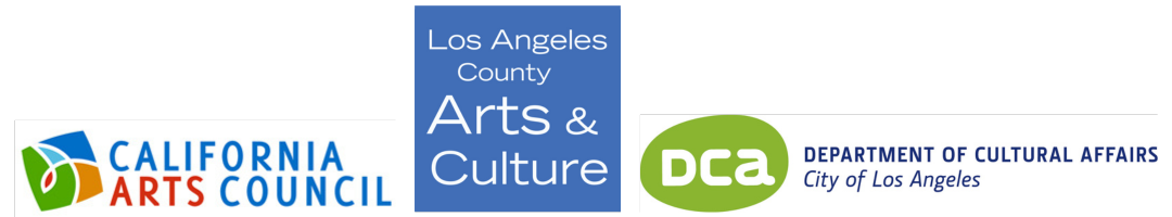 California Arts Council A State Agency Logo, Los Angeles County Arts & Culture Logo, DCA Department of Cultural Affairs City of Los Angeles Logo